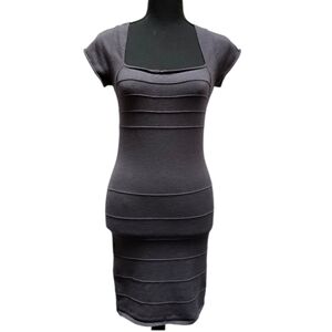 As U Wish Knit Pencil Dress Cut Out Back Grey 62% Rayon 38% Nylon Sz M